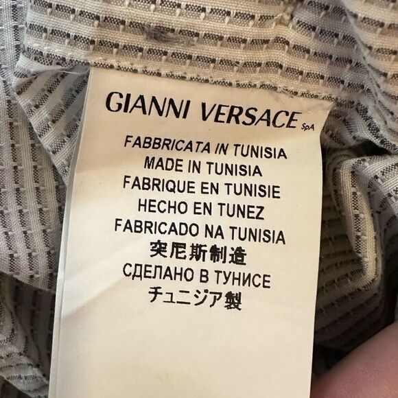 Gianni Versace Collection Size 38 Men's White/Gray/Black Designer Dress Shirt - Picture 3 of 11